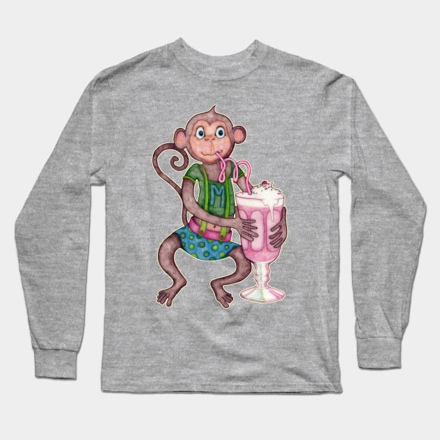 Milkshake Monkey Long Sleeve T-Shirt by micklyn